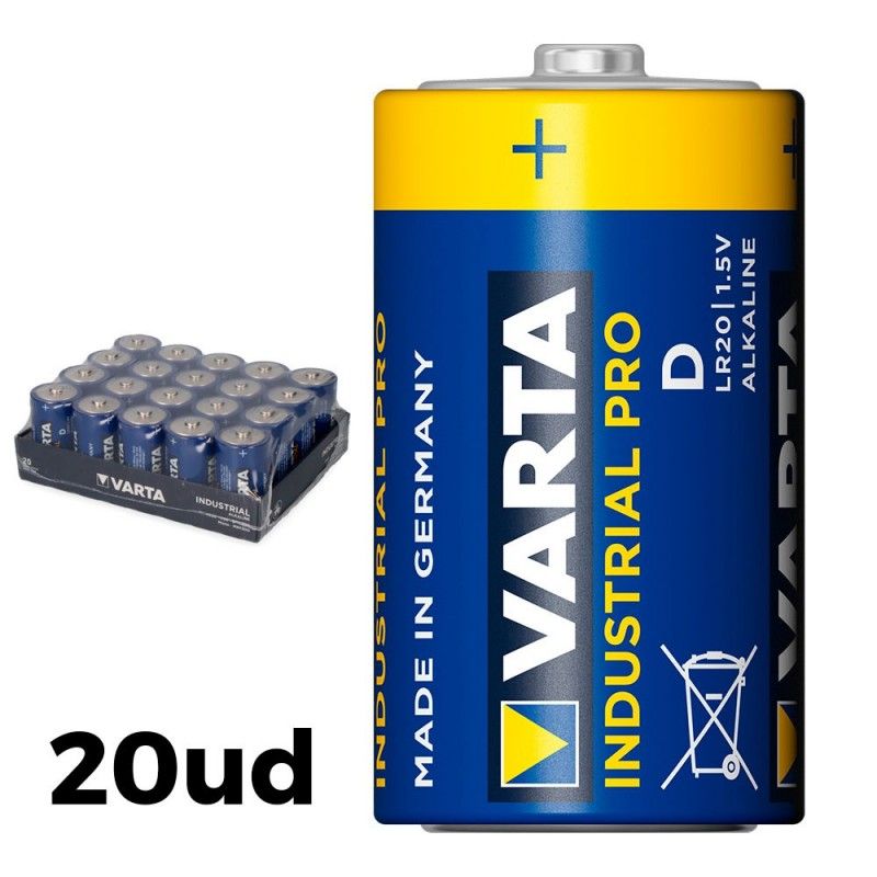 Pack 20 pilas lr20 d varta industrial pro