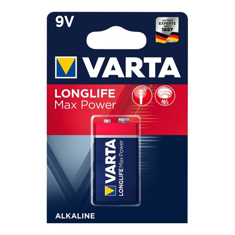 Bateria Varta de longa duração com potência máxima de 9v - blister 6lr61 1 unidade 26,5x17,5x48,5mm