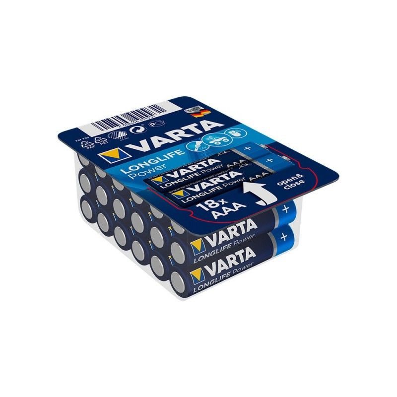 Bateria Varta longlife power aaa - lr03 caixa 18 unidades ø10,5x44,5mm