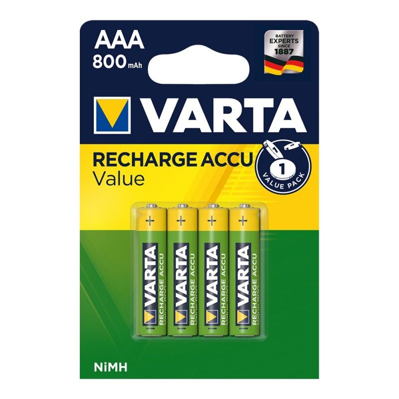 Bateria recarregável accu aaa Varta - blister lr03 800ma 4 unidades ø10,5x44,5mm