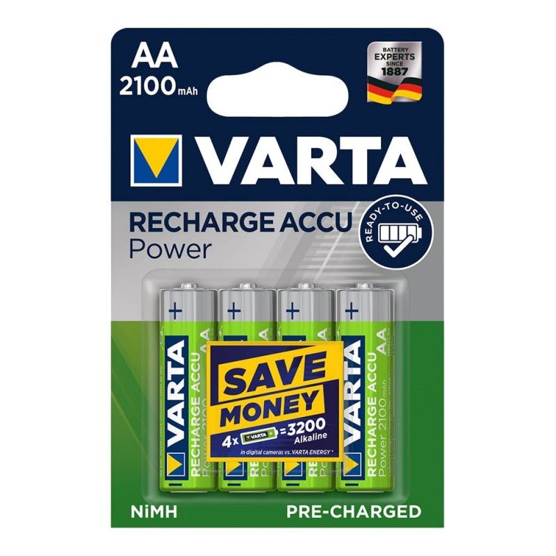 Bateria recarregável Varta accu power aa - lr06 2100ma blister 4 unidades ø14,5x50,5mm