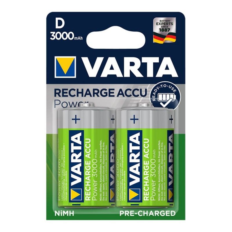 Bateria recarregável Varta accu power d - lr20 3000ma blister 2 unidades ø34,2x61,5mm