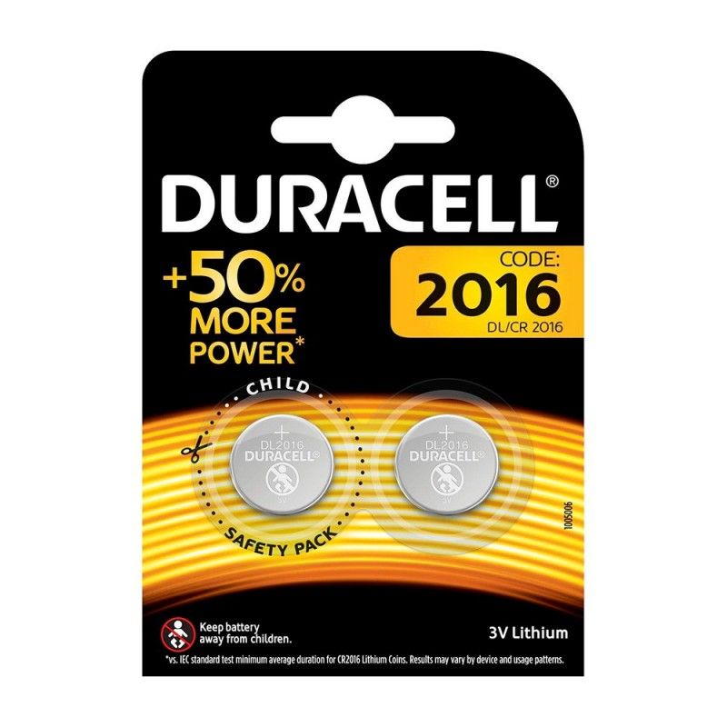 Pack 2 pilas boton cr2016 duracell 