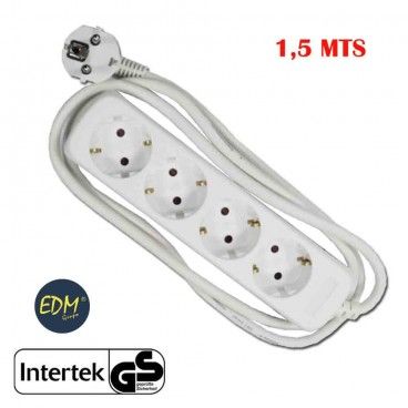 Base multiple 4 tomas schuko 1,5m 3x1,5mm