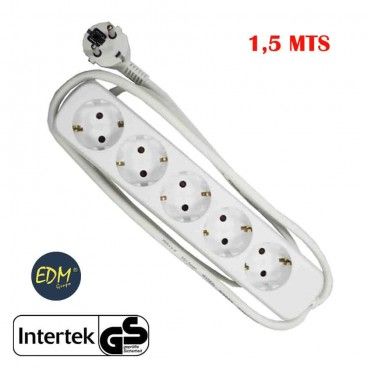 Base multiple 5 tomas schuko 1,5m 3x1,5mm