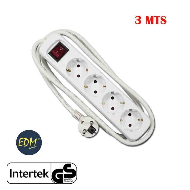 Base multiple 4 tomas t/tl con interruptor 3m 3x1,5mm