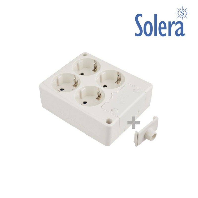 Base bipolar 4 tomas con t/t lateral 16a 250v color blanco