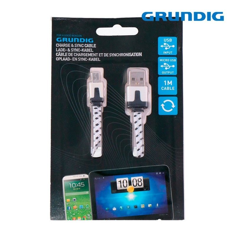 Cable cargador usb a micro usb con sincronizacion grundig 1m