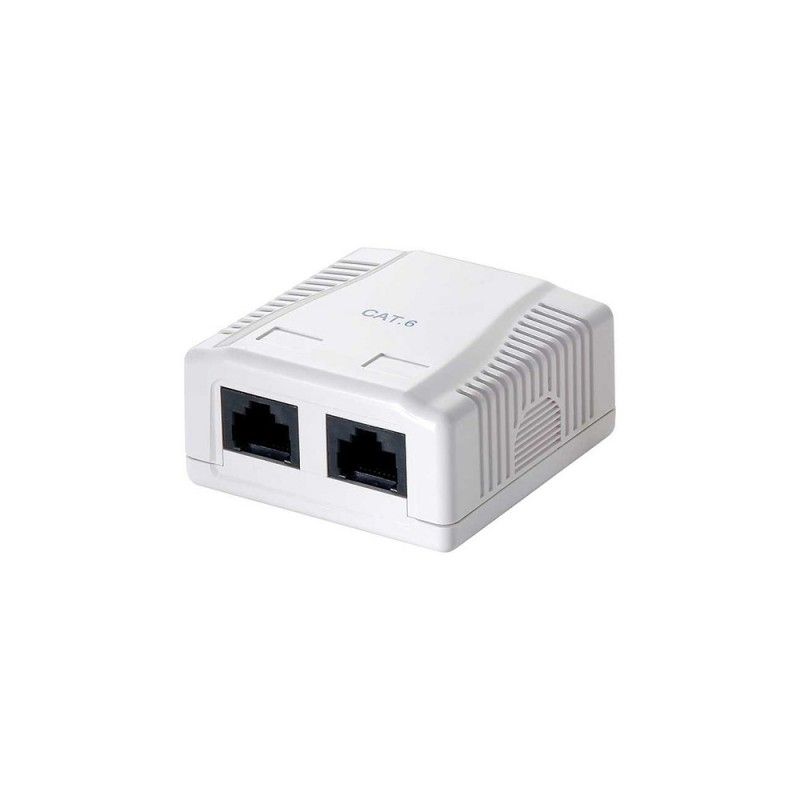 Caixa de superfície com 2 conectores RJ45 61x59x29,5mm para duplicar rosetas RJ45 retráteis