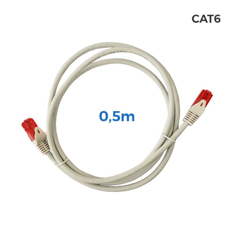 Cabo UTP Cat.6 RJ45 cobre LSZH Cinza 0,5m