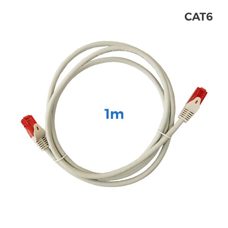 Cabo UTP Cat.6 RJ45 cobre LSZH Cinza 1m