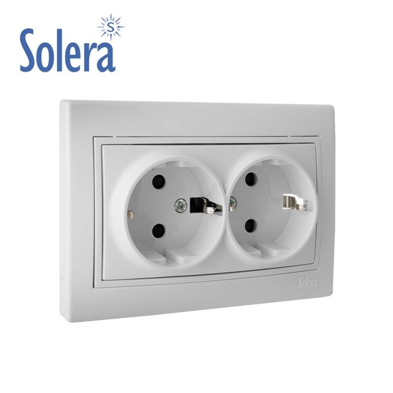 Prise double t/tl avec obturateur 16a 250v solera erp60/2u