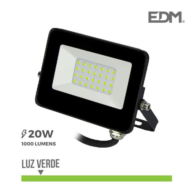 Proyector led 20w luz verde "black edition" edm