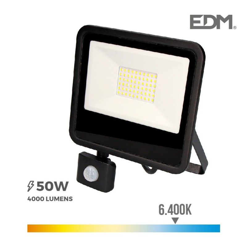 Foco led 50w 6400k con sensor "black edition" lumeco