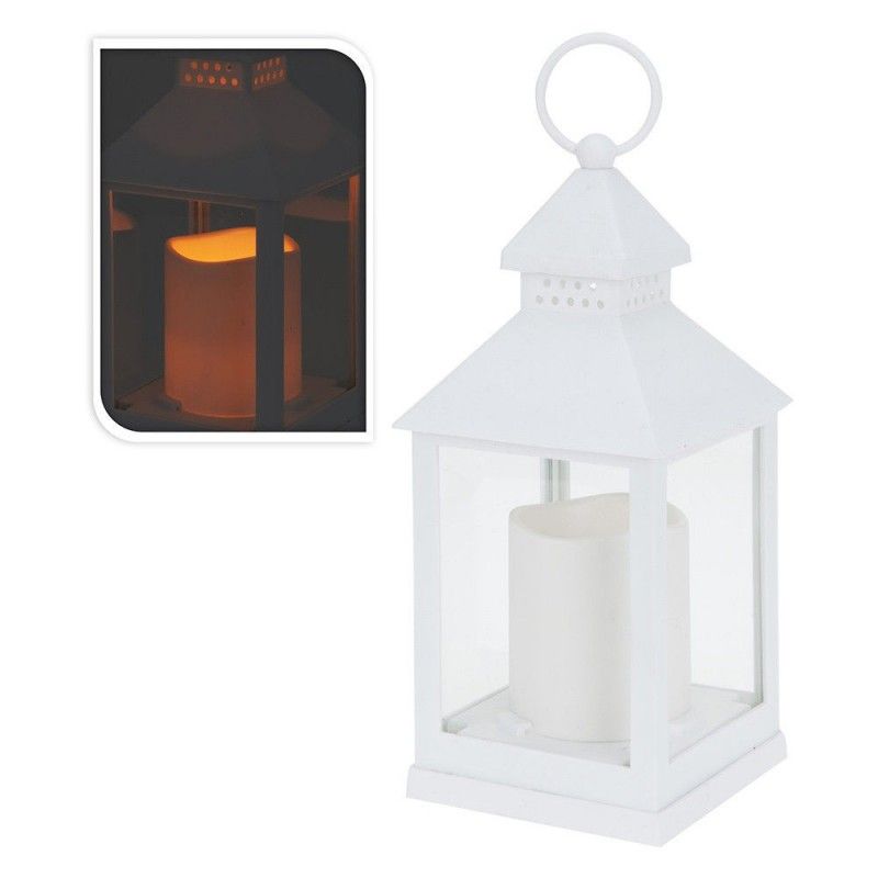 Farol con vela de led 23cm blanco