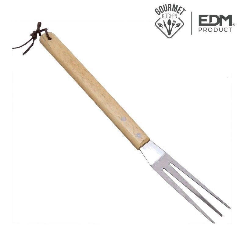 Garfo para Churrasco Madeira e Inox 39cm EDM