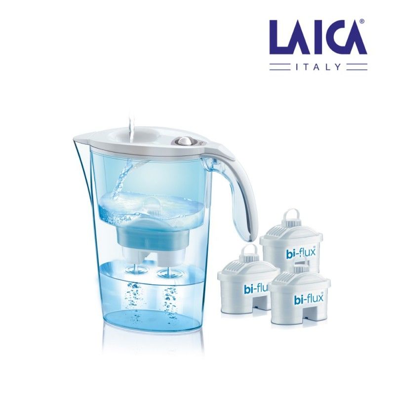 Kit jarra laica stream 2,3l   blanca + 3 filtros bi-flux