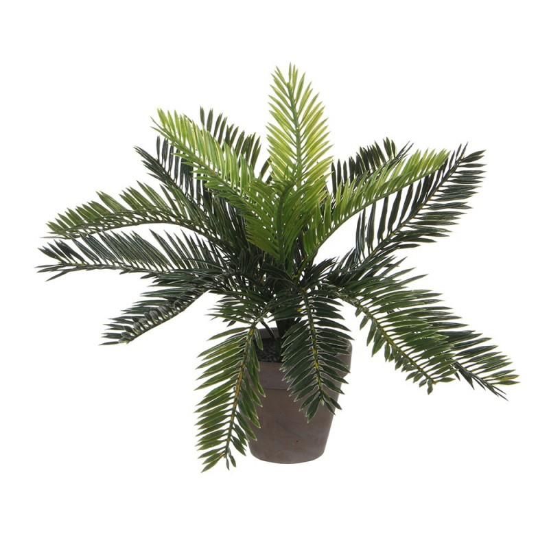 Palmeira Sagu (Cycas Revoluta) PVC com Vaso Cinza 40x40x33cm