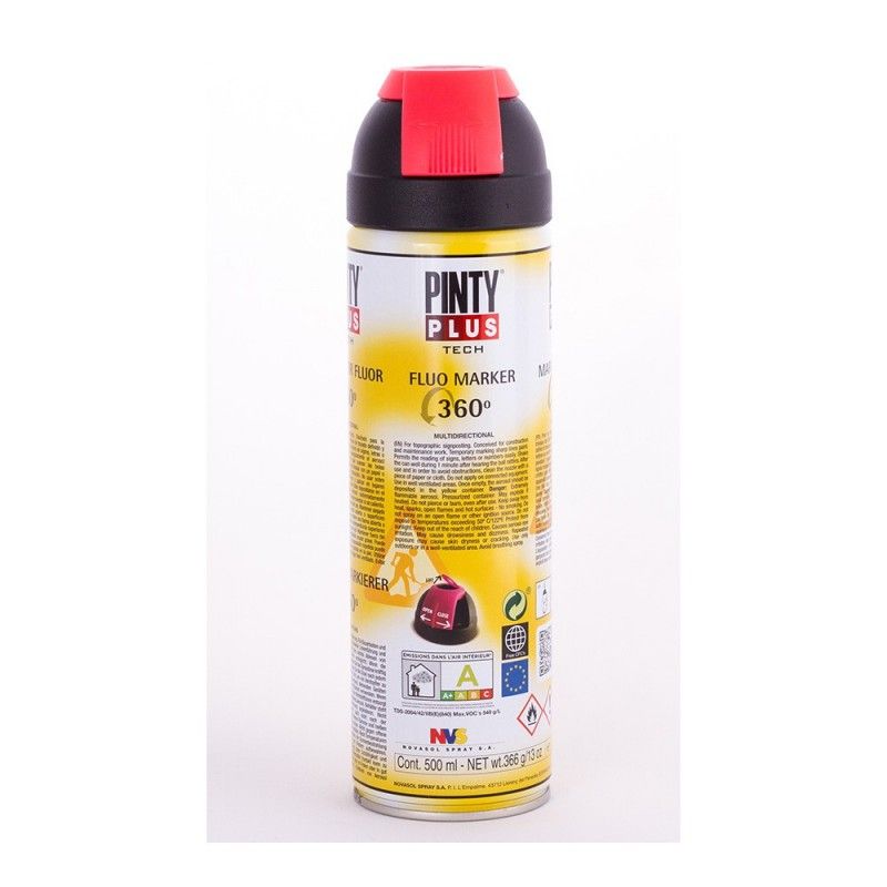 Tinta Spray PintyPlus Tech Marcador 360° Vermelho 650cc T107