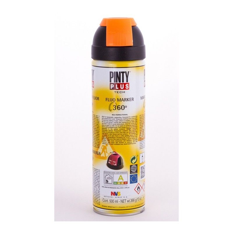 Tinta Spray PintyPlus Tech Marcador 360° Laranja 650cc T143