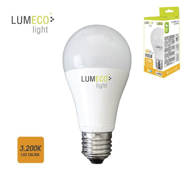 Bombilla standard led - e27 - 10w - 810 lumens - 3200k - luz calida - lumeco