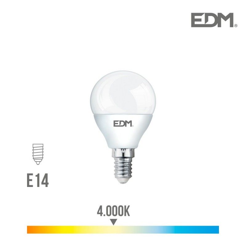 Bombilla esferica led - smd - e14 - 7w - 600 lumens - 4000k - luz dia - edm