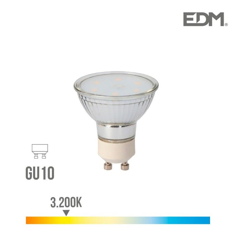 Bombilla dicroica gu10 led 5w 400 lumen cristal 3.200k edm