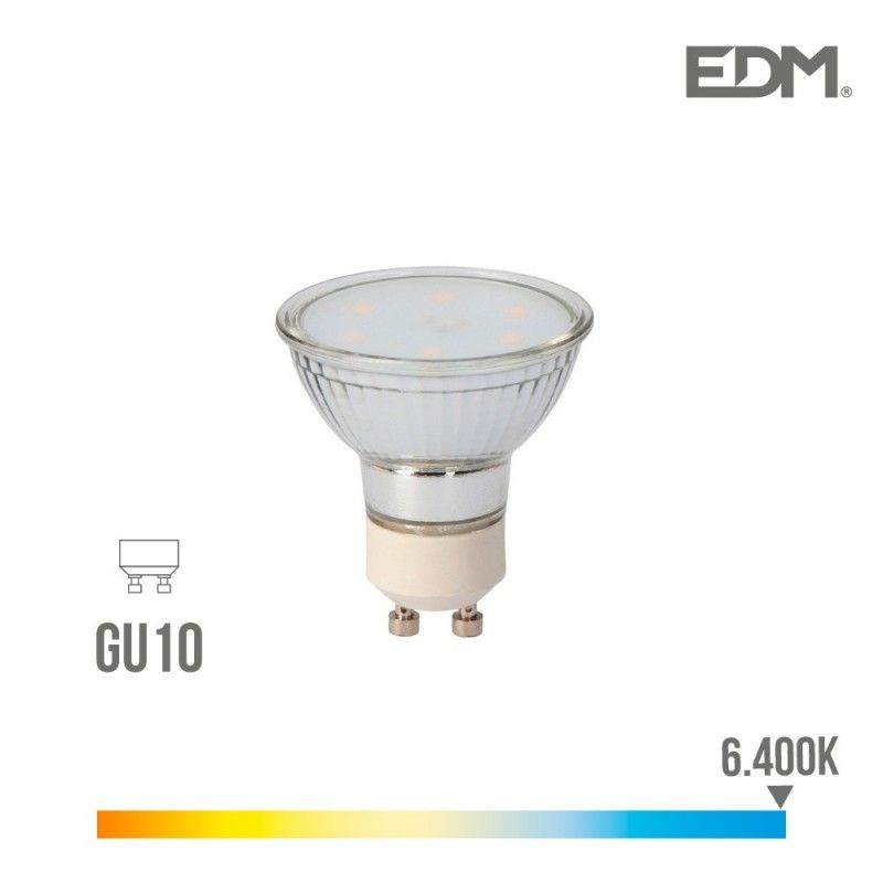 Lâmpada LED dicróica de vidro GU10 5w 400lm 6400k luz fria ø5x5,5cm edm