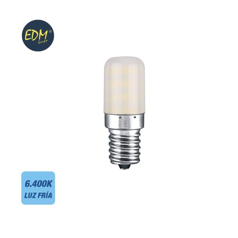 Caldeirão Tubular Lâmpada LED EDM E14 3W 250lm 6400K Luz Fria Ø1.8x5.2cm