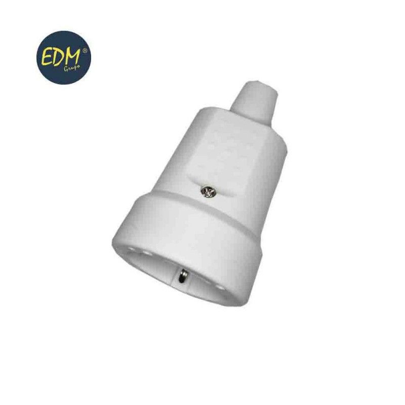 Base aerea pvc 10/16 a 250 v t/tl ip 44 4,8 mm. blanca envasada edm