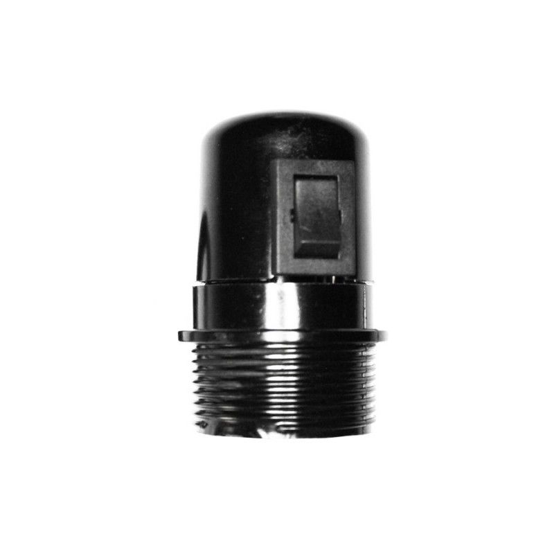 Portalamparas e-27 negro con interruptor envasado + 44035