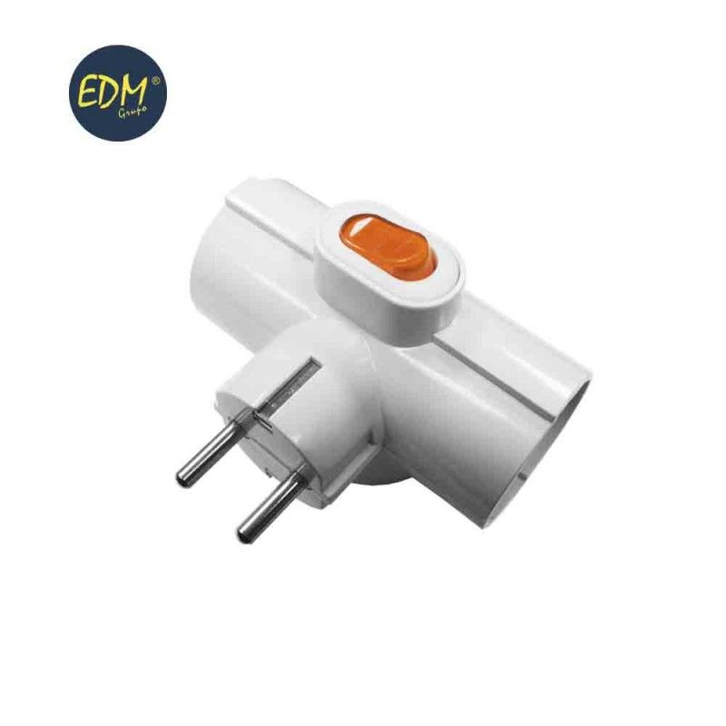 Plugue EDM 3 Tomadas com Interruptor Luminoso T/TL 16A 4,8mm 250V