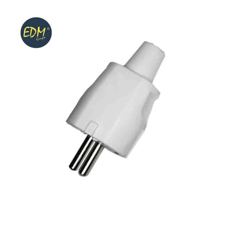 Plugue de borracha EDM 10/16A 250V T/TL IP44 4,8mm Branco (embalado retrátil)