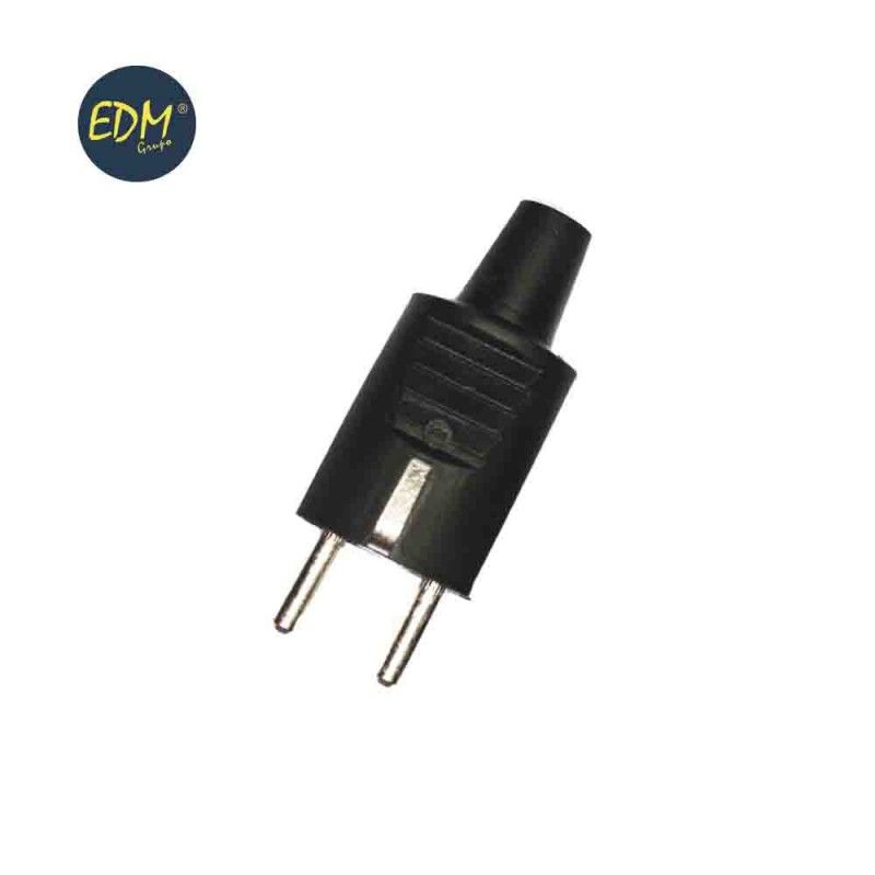 Plugue de borracha EDM 10/16A 250V T/TL IP44 4,8mm preto (embalado retrátil)