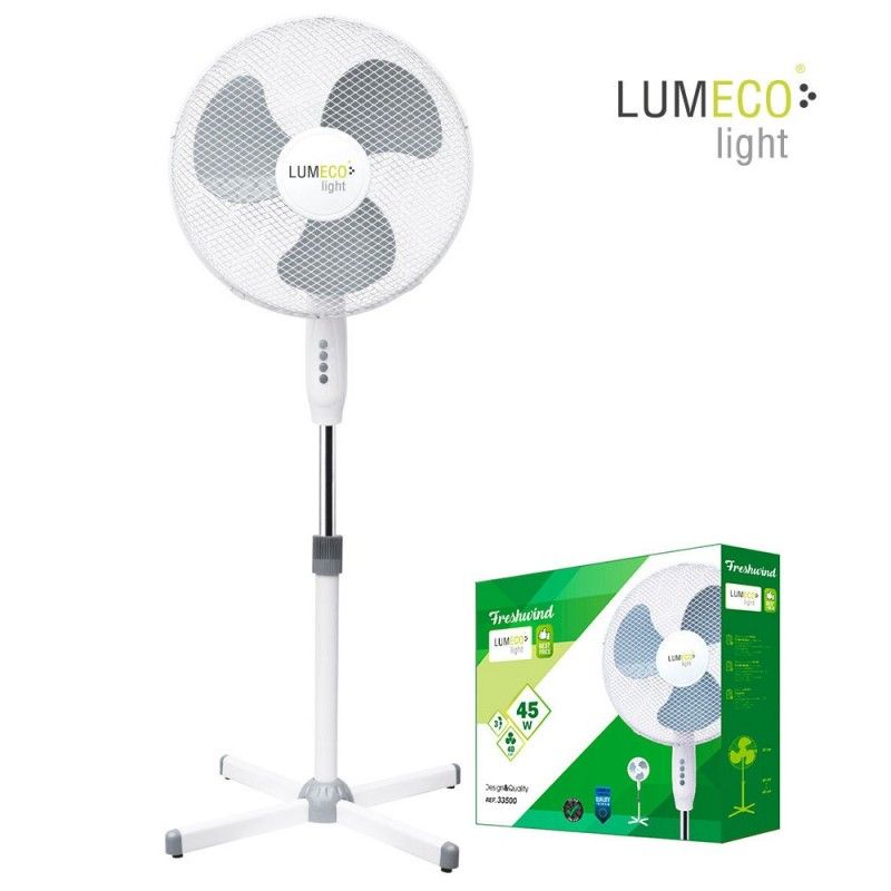 Ventilador de pé cor branca potência 45w lâminas ø40cm altura regulável 105-125cm EDM