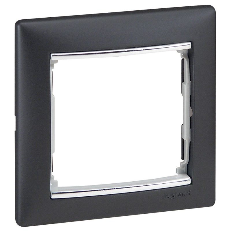 Moldura 1 elemento VALENA preto prata LEGRAND 770391