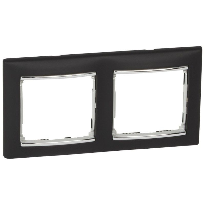 Moldura 2 elementos VALENA preto prata LEGRAND 770392