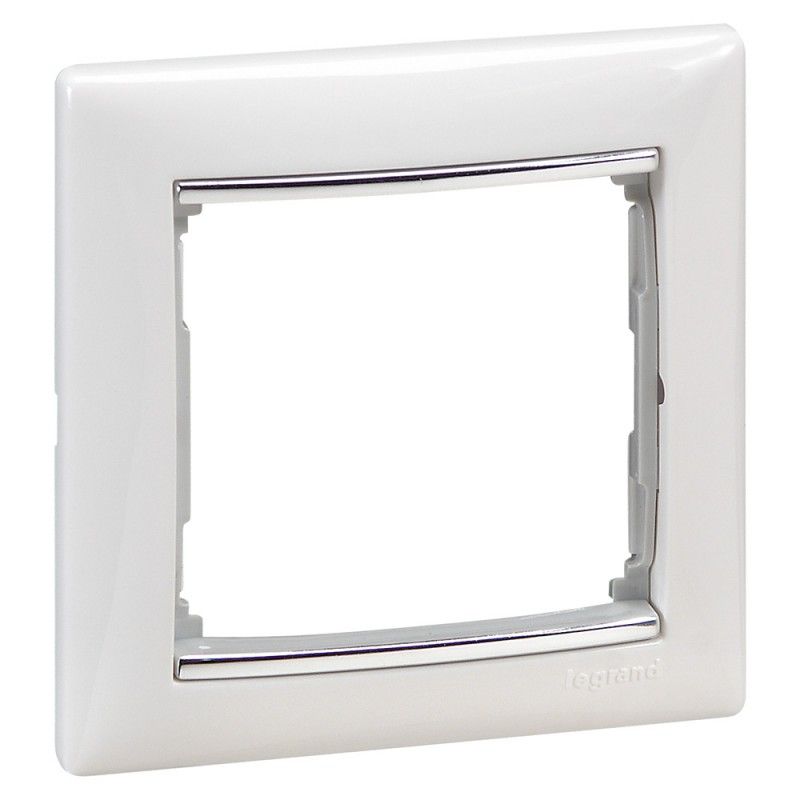 Moldura 1 elemento VALENA branco prata LEGRAND 770491