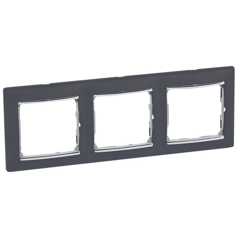 Moldura 3 elementos VALENA preto prata LEGRAND 770393