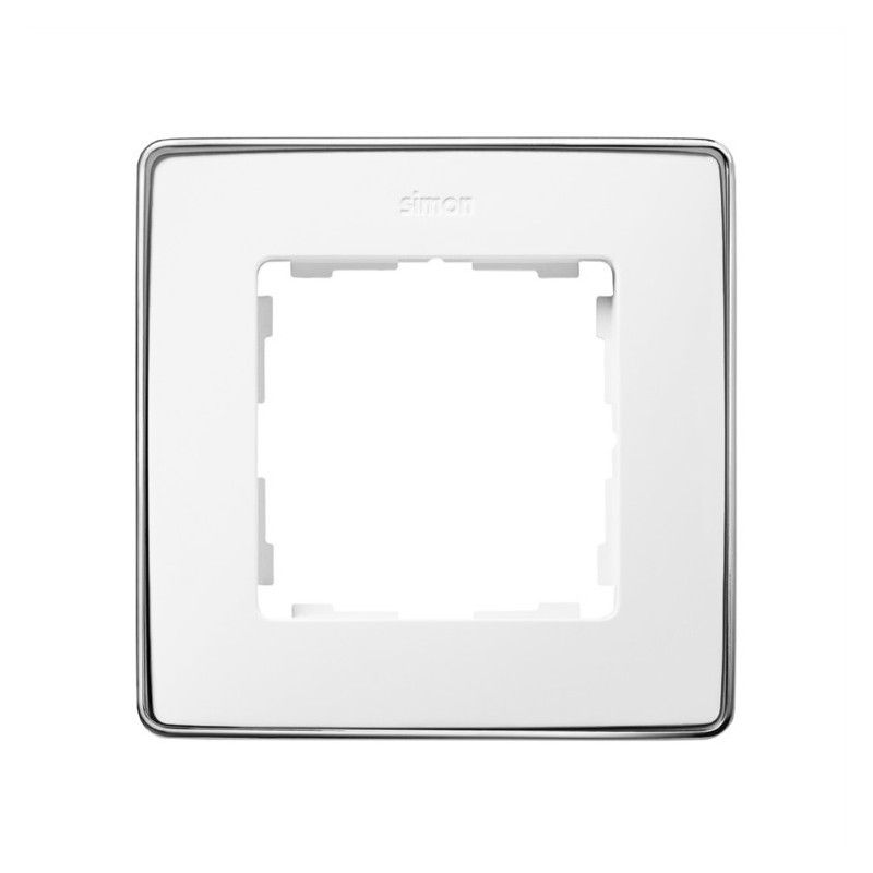 Marco 1 elemento blanco base cromo SIMON 82 DETAIL 8201610-244